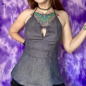 cute shiney y2k disco halter neck top.